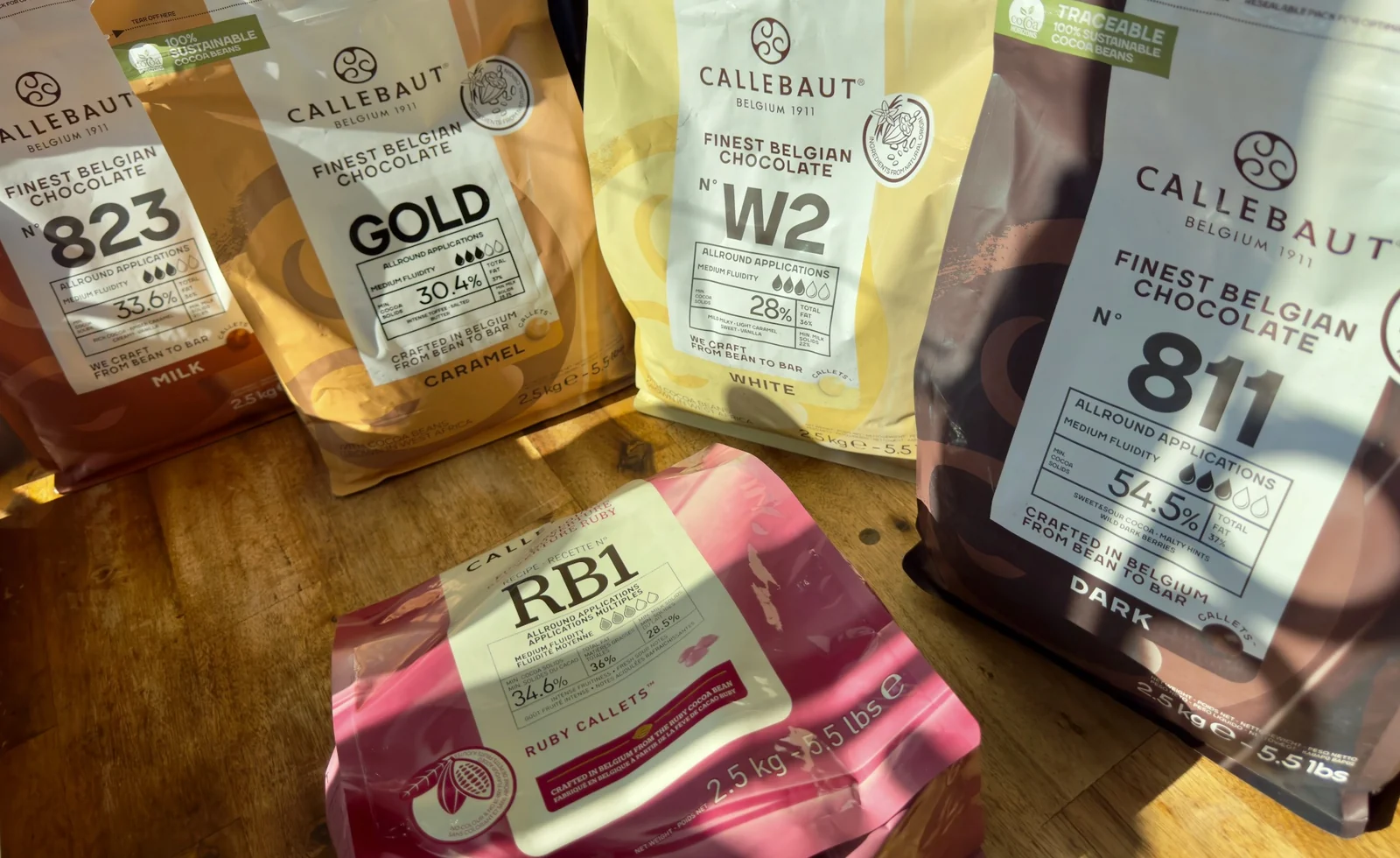 Callebaut Finest Belgian Chocolate bags used by Bonibon