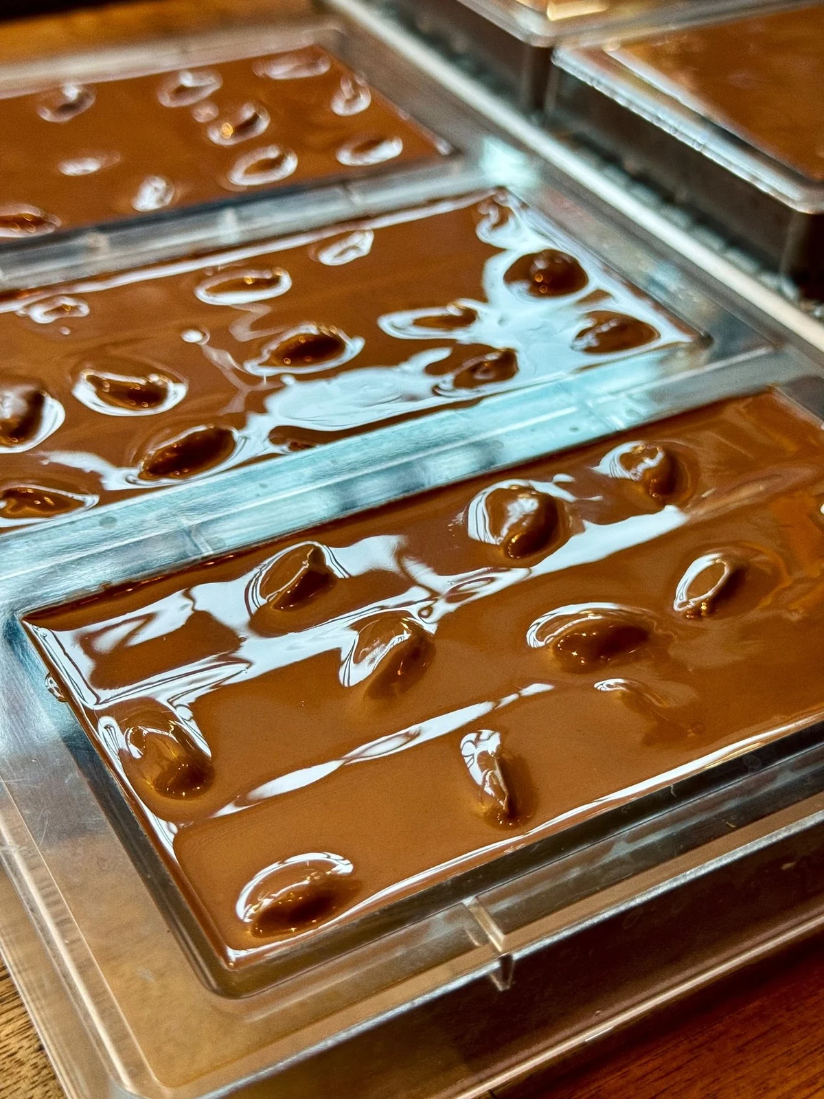 Chocolate and nuts being set in Bonibon molds